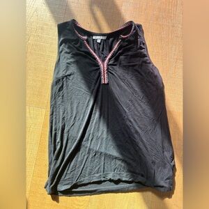 DR2 Black Sleeveless Tank with Pink and White Braided Trim